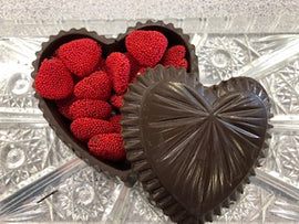 Chocolate Heart Box filled with Raspberry Hearts